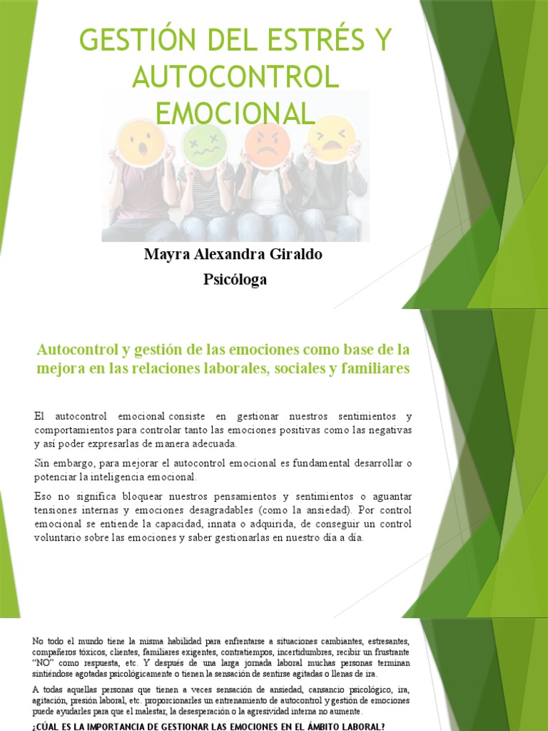 Autocontrol Emocional en el Trabajo | PDF | Las emociones | Estrés ...