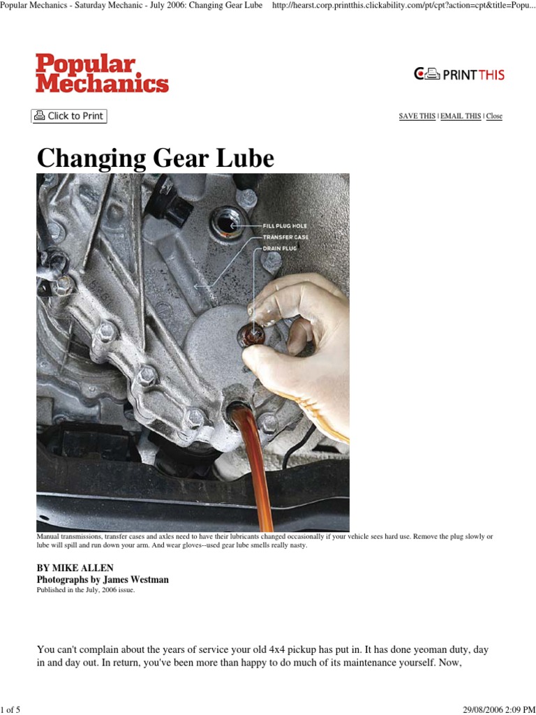 Popular Mechanics Changing Gear Lube PDF Manual Transmission Gear