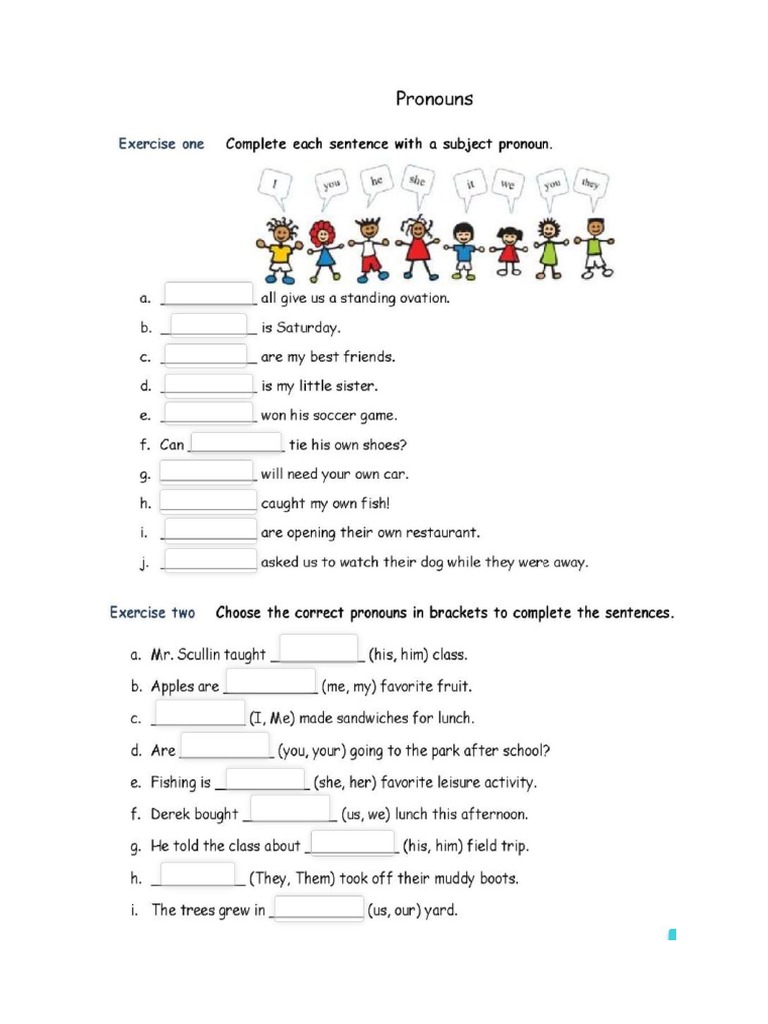 Pronoun Exercise Pdf