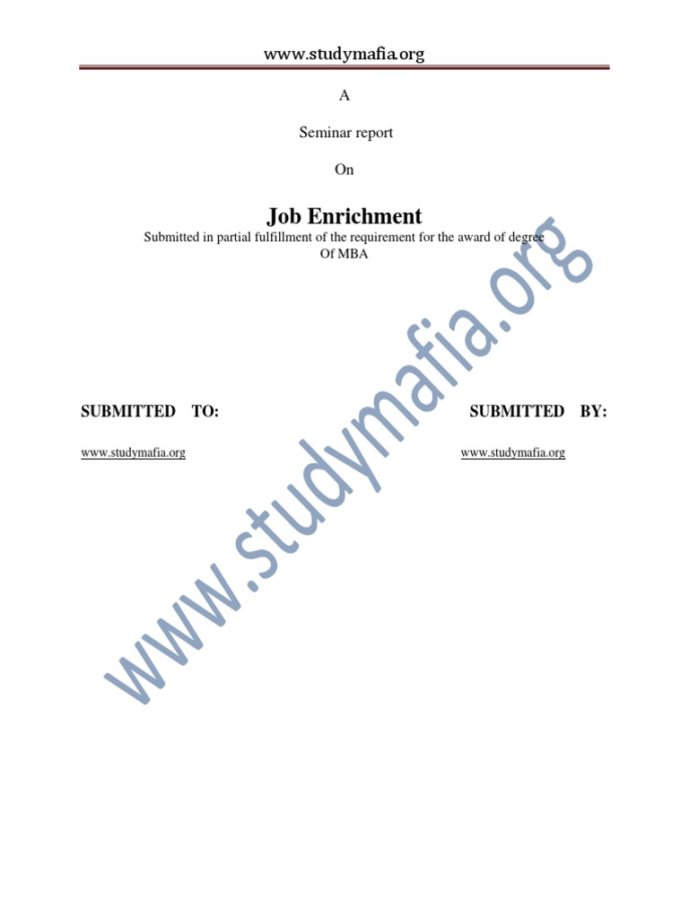 MBA Job Enrichment Report | PDF | Employment | Motivational