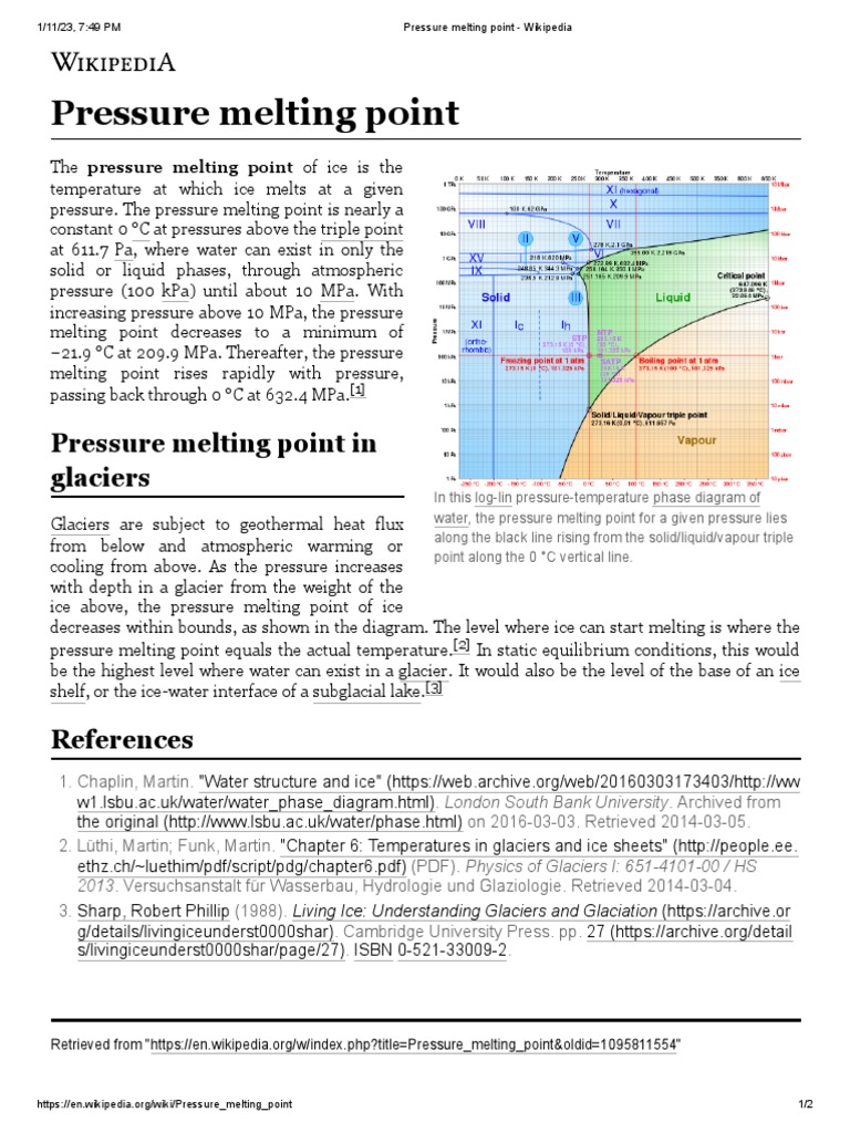 Pressure Melting Point PDF Pressure Ice