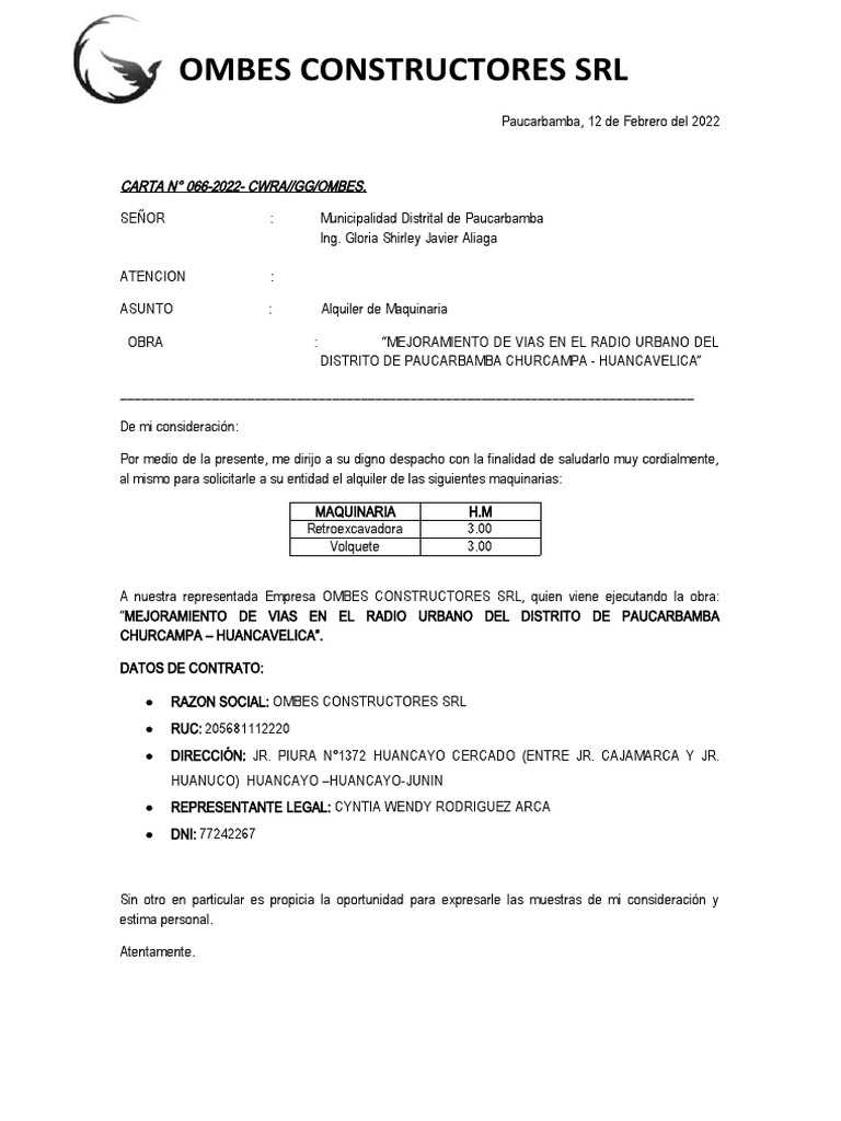 Solicitud de Alquiler de Maquinaria PDF