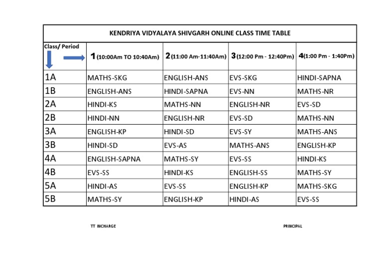 Online Time Table - 124819 | PDF