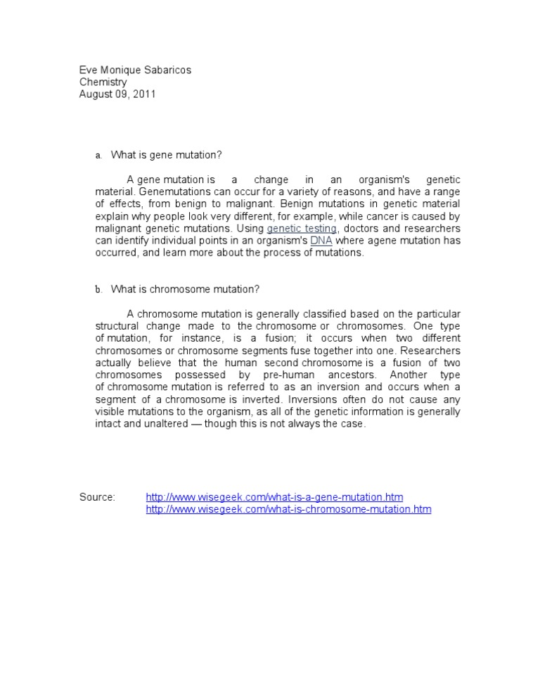 Understanding Gene and Chromosome Mutations | PDF