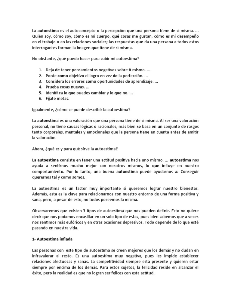 Autoestima | PDF | Autoestima | Ciencias del comportamiento