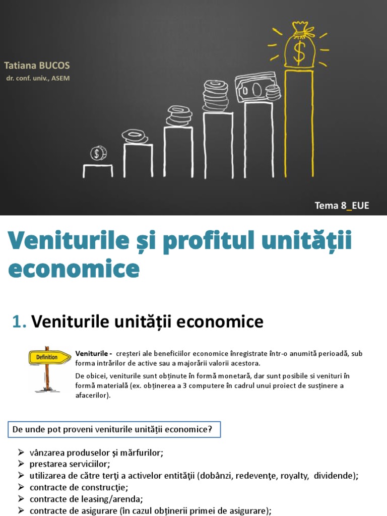 TEMA 8. Veniturile Și Profitul Unității Economice | PDF