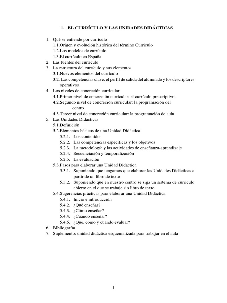 Currículo y Unidades Didácticas en Educación | PDF | Plan de estudios ...