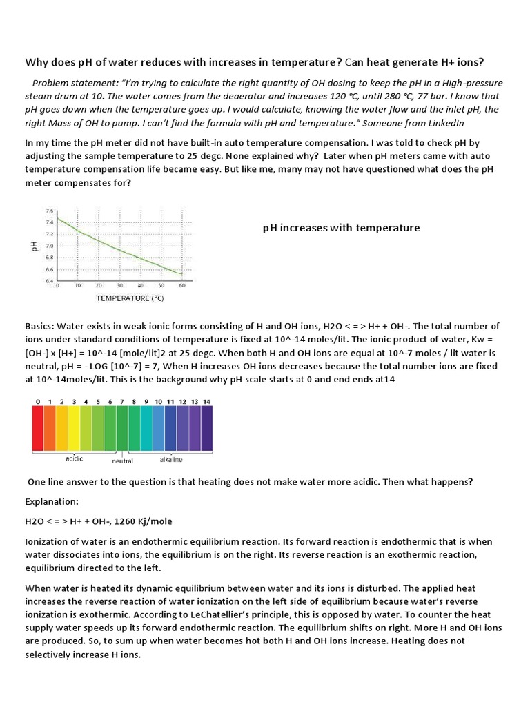 Why Does PH of Water Reduces With Increases in Temperature? Can Heat