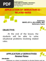 Application of Derivatives Ii - Related Rates