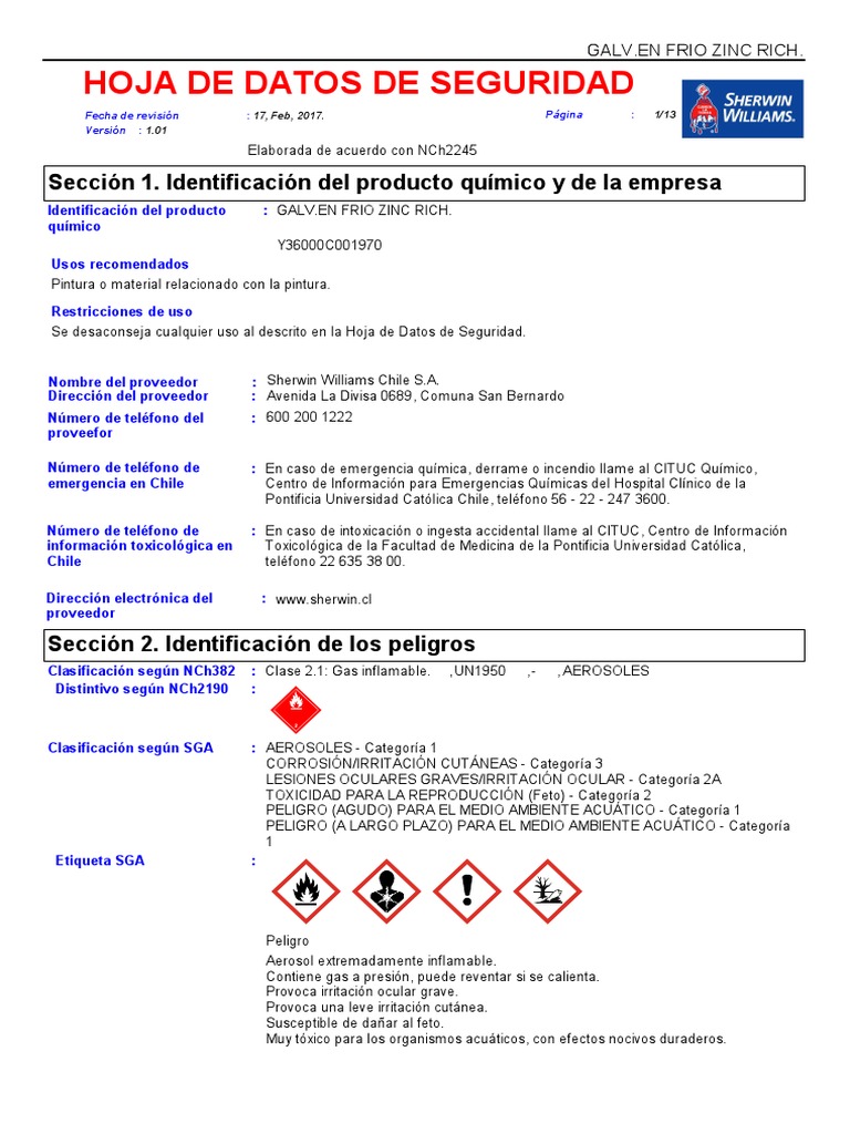 Galvanizado en Frío Zinc Rich. Sherwin Williams Febrero 2017 PDF