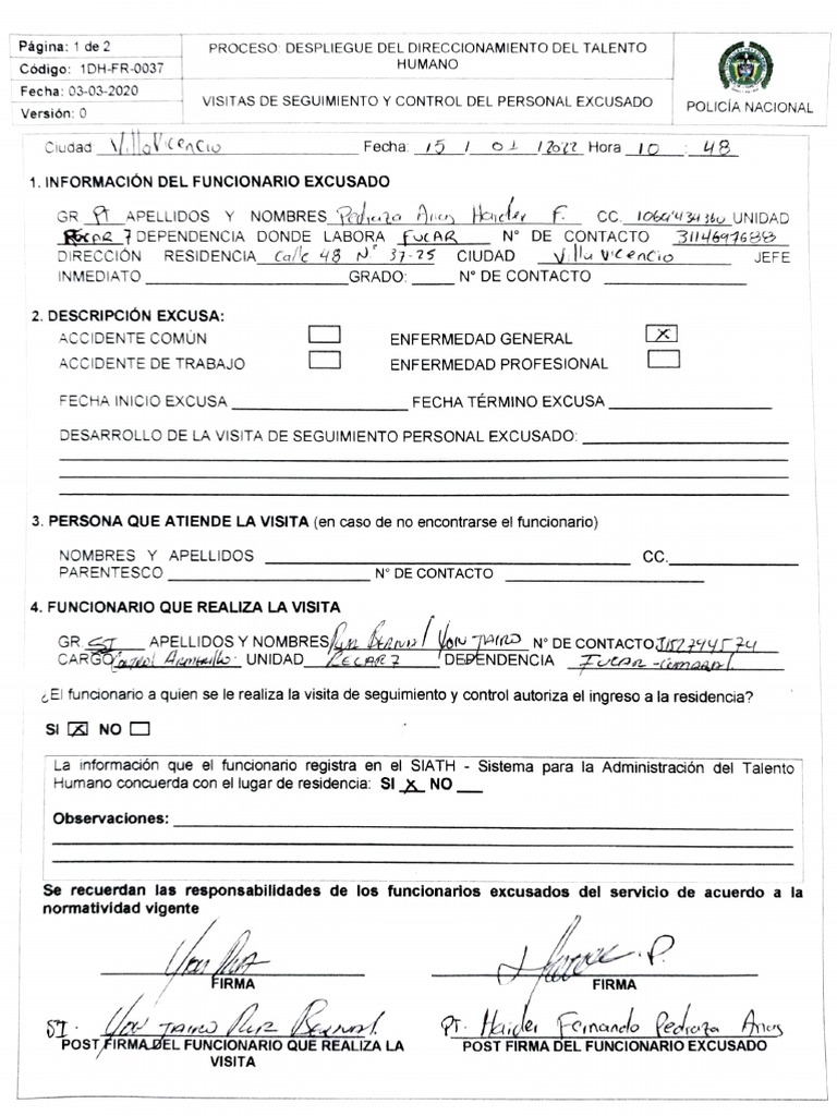 Seguimiento a Personal Excusado | PDF