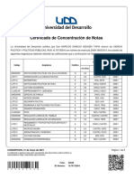 Certificado de Concentración de Notas: Código Asignatura Créditos Nota Año Semestre