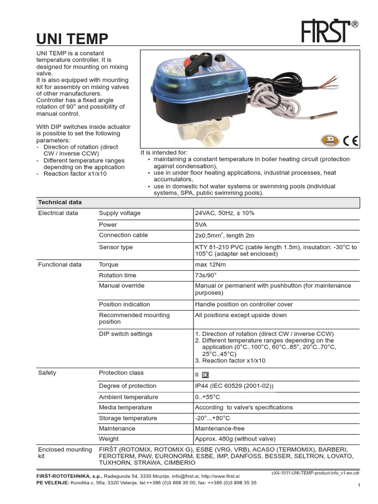 UNI TEMP Product Info - v1 en | PDF | Valve | Switch