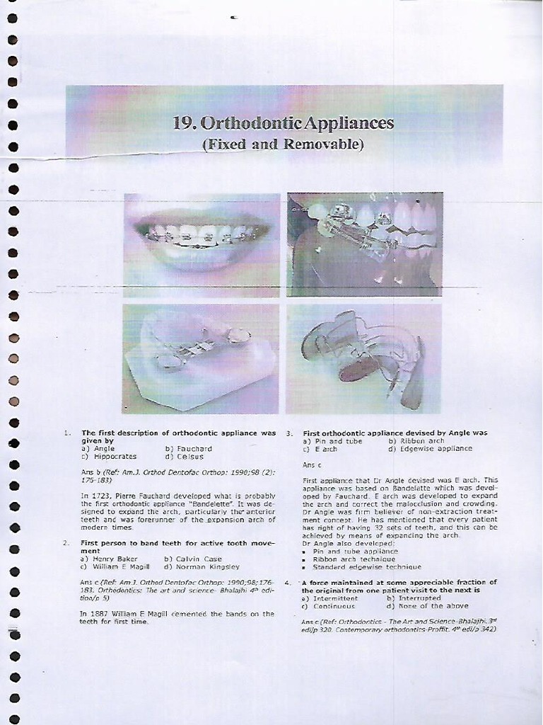 Orthodontics Appliance MCQ 2 PDF