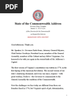 Gov. Youngkin State of The Commonwealth Address