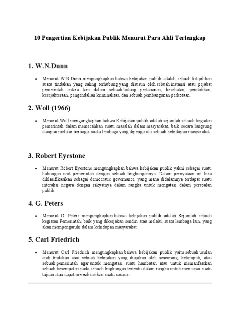10 pengertian kebijakan publik menurut para ahli terlengkap pdf