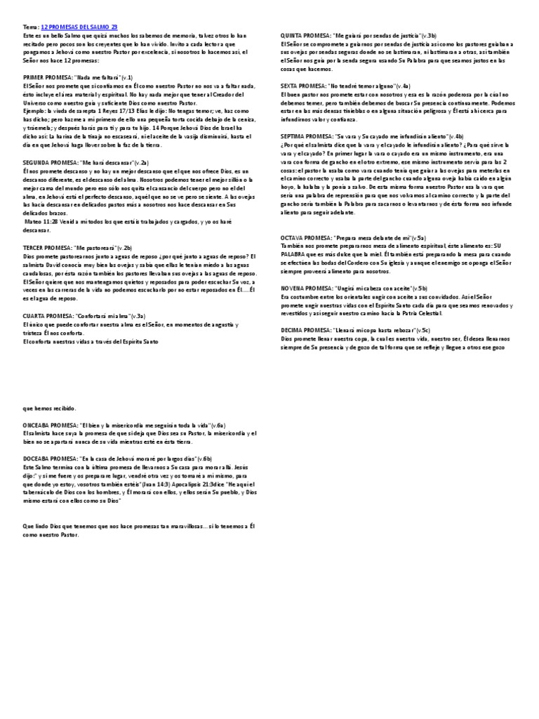 12 Promesas del Salmo 23 | PDF | Contenido bíblico
