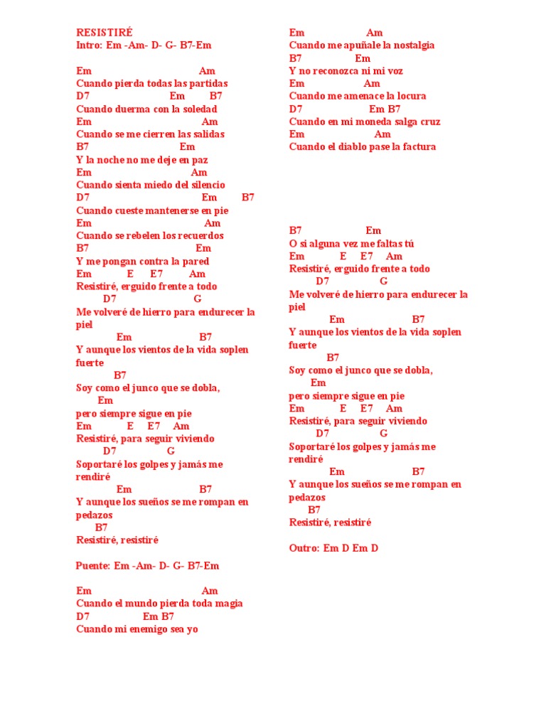 Resistiré Acordes Pdf