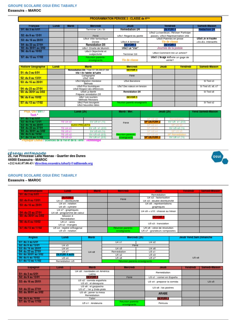 Programmation Période 3 - 4ème OSUI | PDF