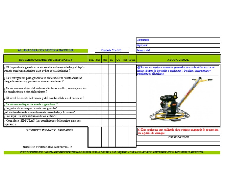 Verificación de Allanadora Teicsa | PDF