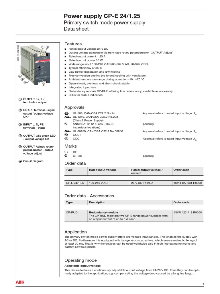 2CDC114044D0201 PDF Power Supply Alternating Current