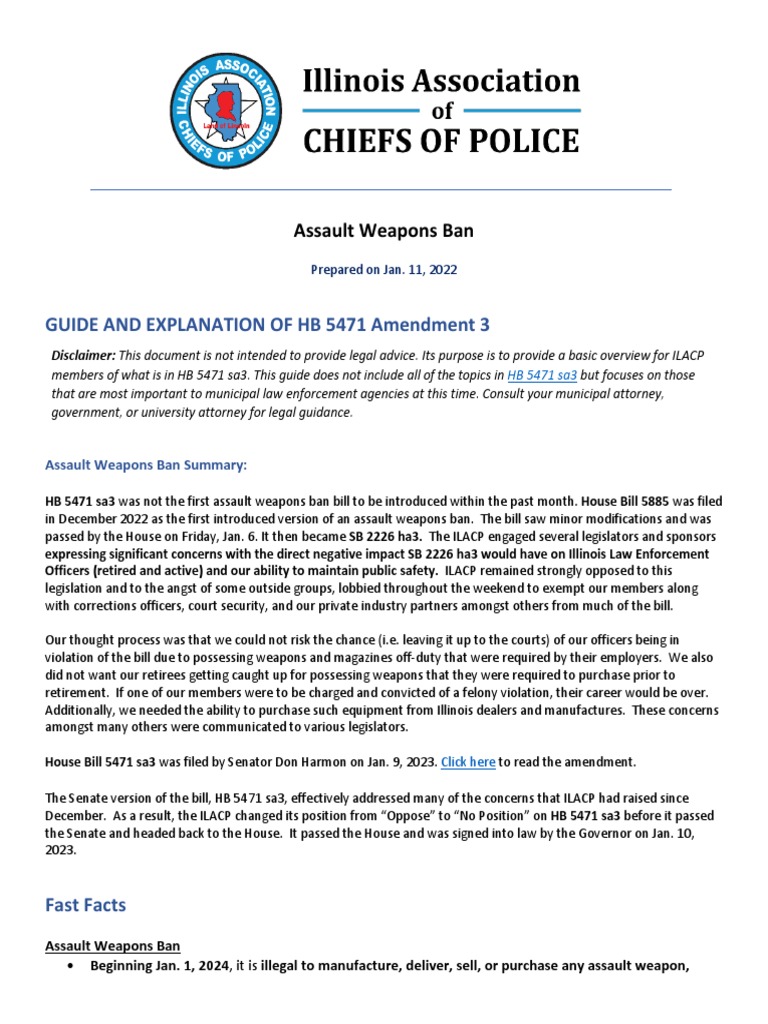 HB 5471 Amendment 3 ILACP Breakdown PDF Magazine (Firearms) Flight