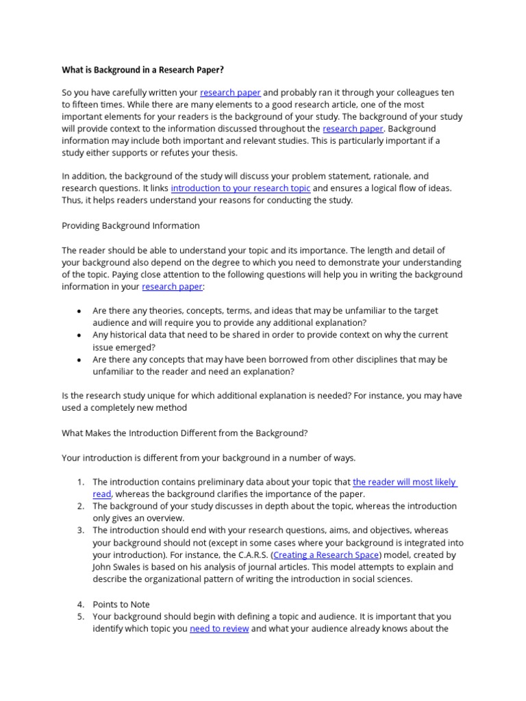 Introduction Background Information