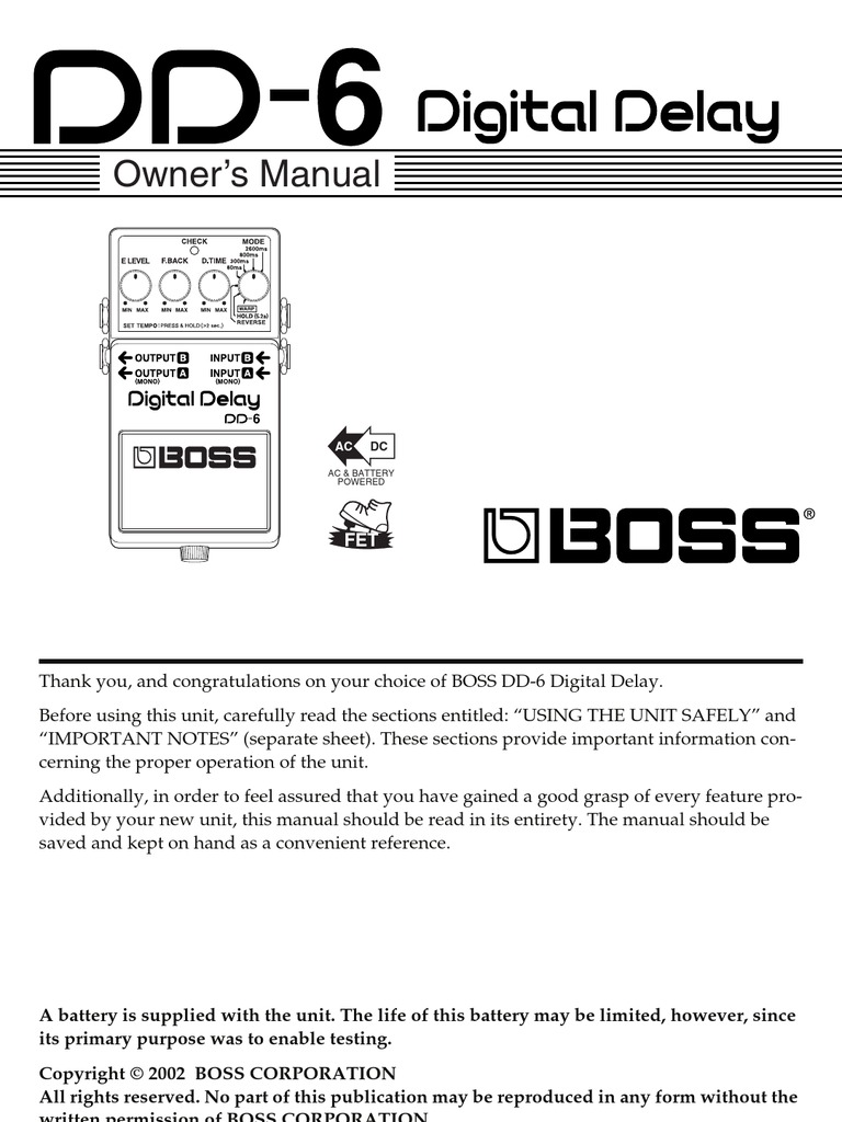 Boss DD-6 | PDF | Electromagnetic Interference | Radio