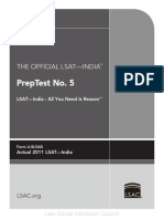 PrepTest No. 5 THE OFFICIAL LSAT INDIA. LSAC - Org. Law School Admission Council. LSAT India - All You Need Is Reason