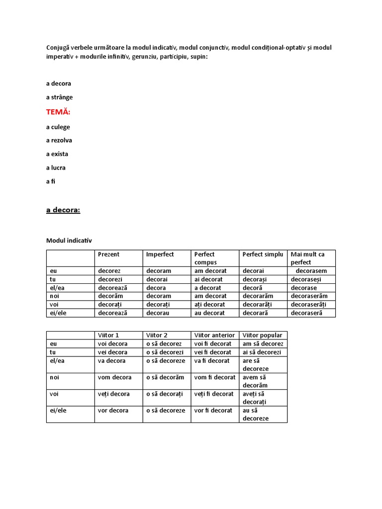 Moduri Predicative Exerciții | PDF