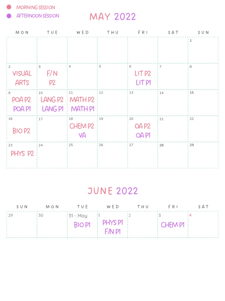 CXC Calendar PDF