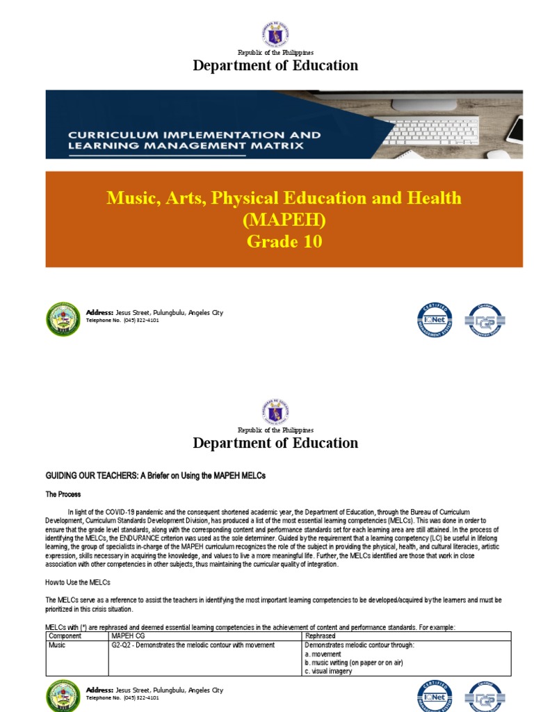 2020FinalMELCGrade10 PDF Learning Curriculum