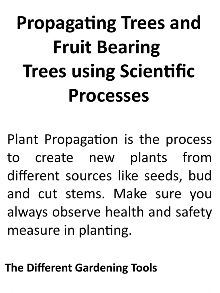 Propagating Trees and FruitBearing Trees Using Scientific PDF Trees