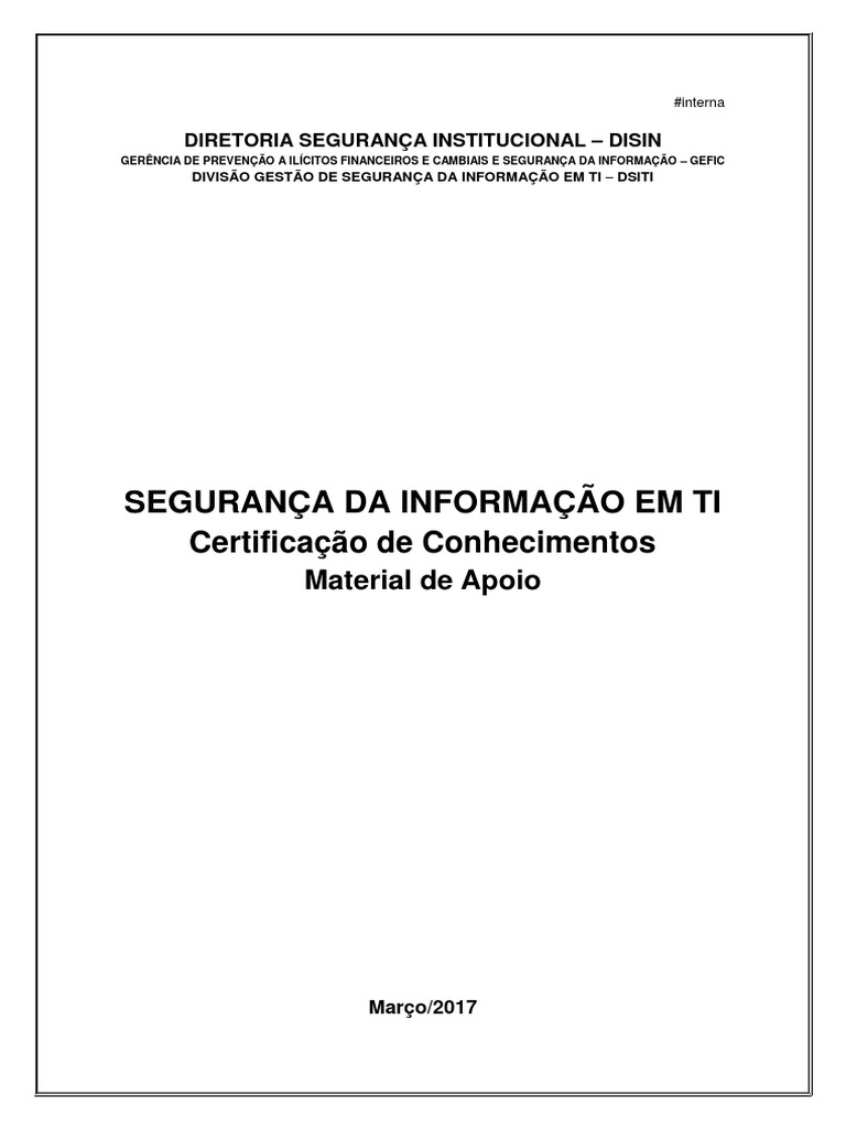 Apostila de Segurança da Informação em TI | PDF | Segurança da ...