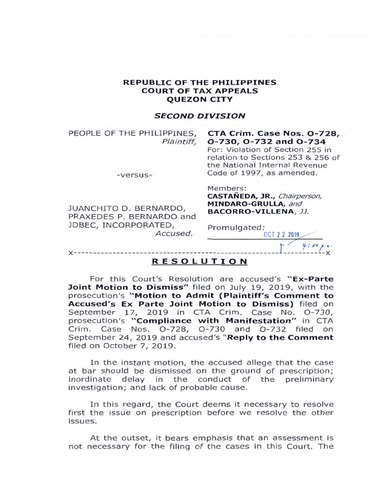 Cta 2D Co 00728 R 2019oct22 VTC PDF Statute Of Limitations