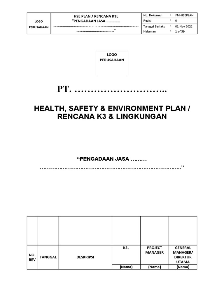 Rencana K3L untuk Pengadaan Jasa | PDF | Komputer