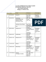 Susunan Acara Seminar Dan Table Clinic 16 Oktober 2022