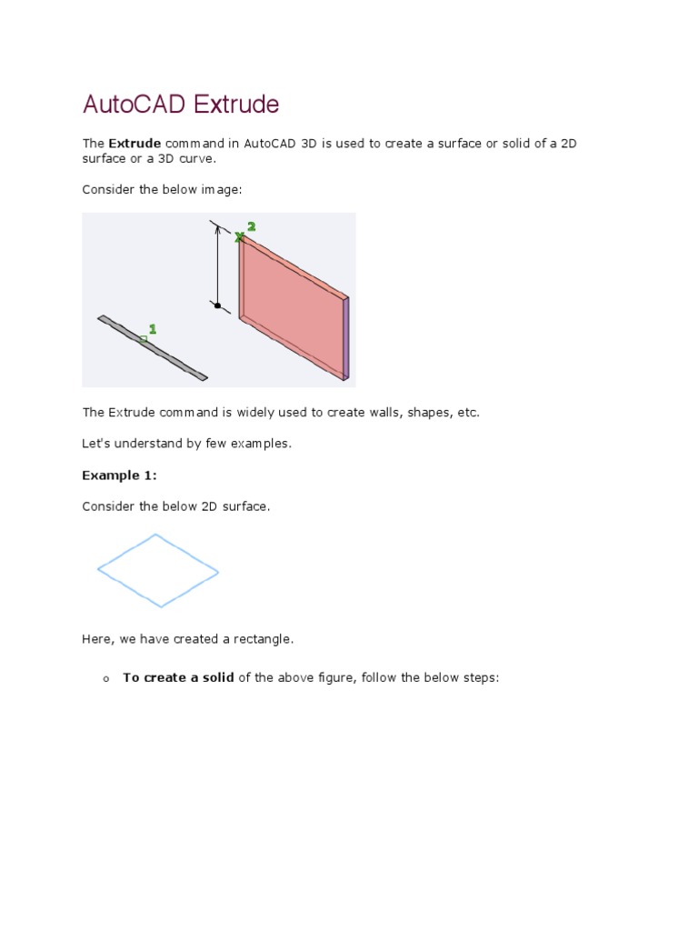 02 - AutoCAD Extrude | PDF | Command Line Interface | Extrusion