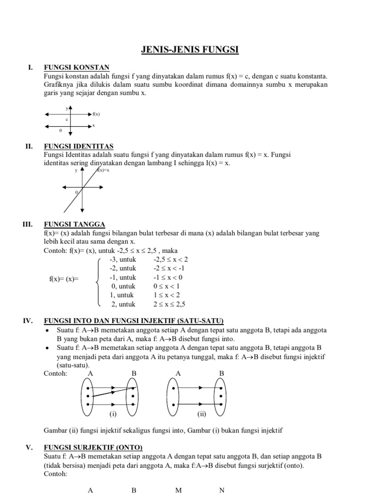 Jenis jenis Fungsi Matematika 