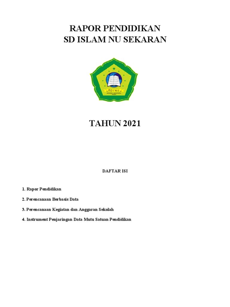 Rapor Pendidikan SD Islam NU 2021 | PDF