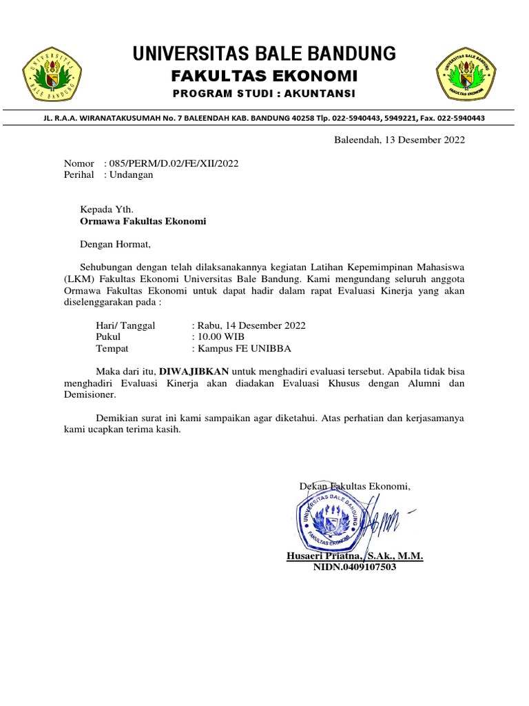 Undangan Evaluasi | PDF