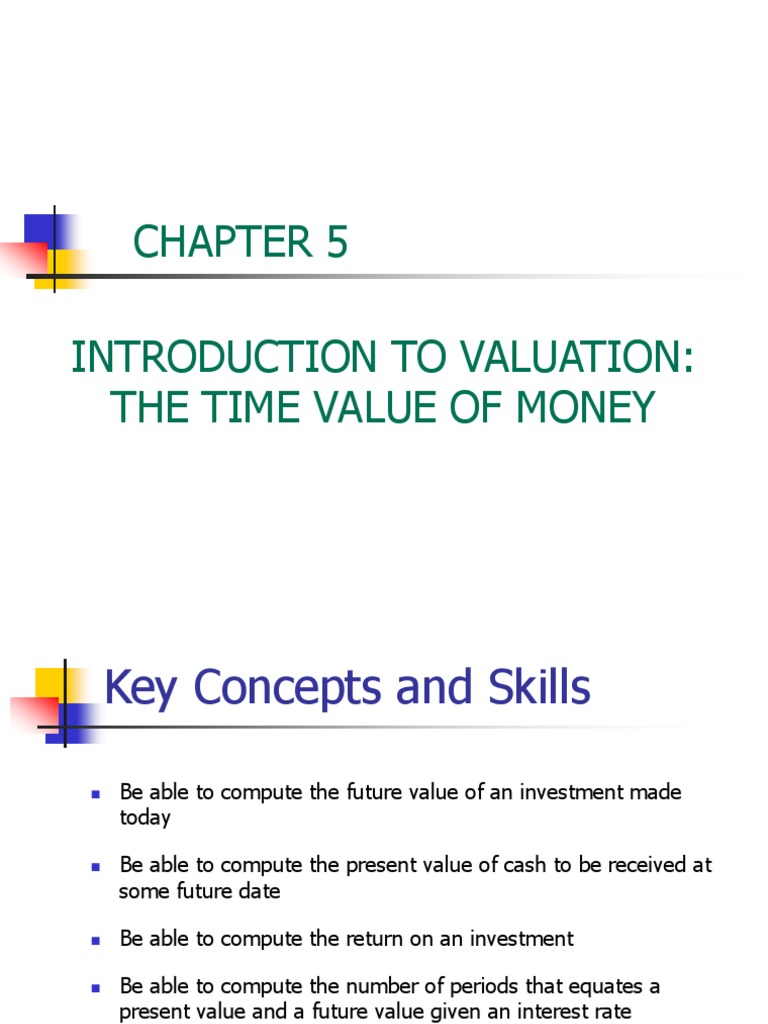 Chapter 5. INTRODUCTION TO VALUATION THE TIME VALUE OF MONEY | PDF ...