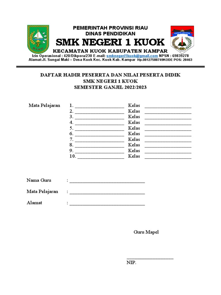 Cover Daftar Hadir | PDF