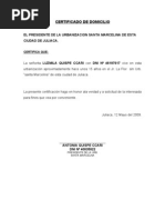 FORMATO MODELO EJEMPLO CARTA DE RESIDENCIA DEL BARRIO LA TOMA