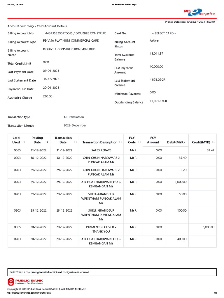 PB Enterprise - Main Page | PDF | Credit Card | Payments