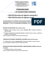 Comunicado Inscripciones 2022-02S y 2021-02A