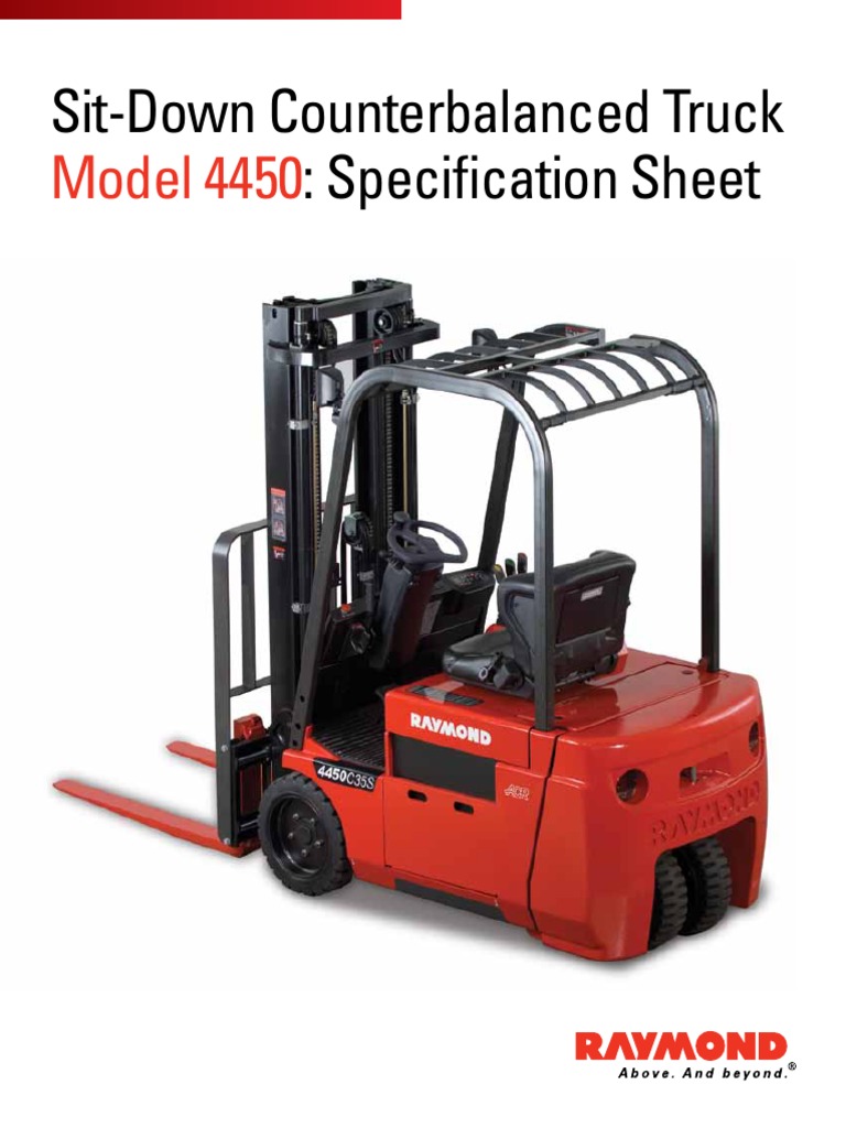 Raymond 4450 Counterbalanced Truck Specifications SIFB1002 1109 | PDF ...
