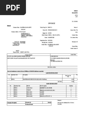 Repair Order Invoice
