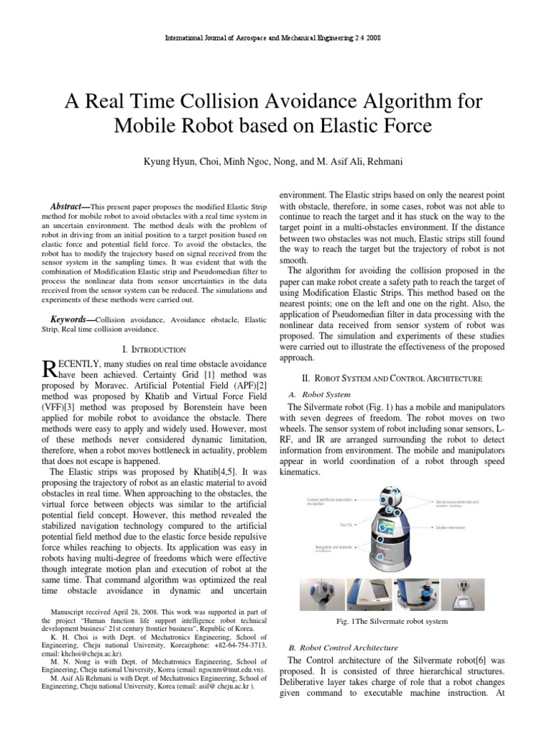 Real-Time Obstacle Avoidance for Robots | PDF | Robot | Robotics