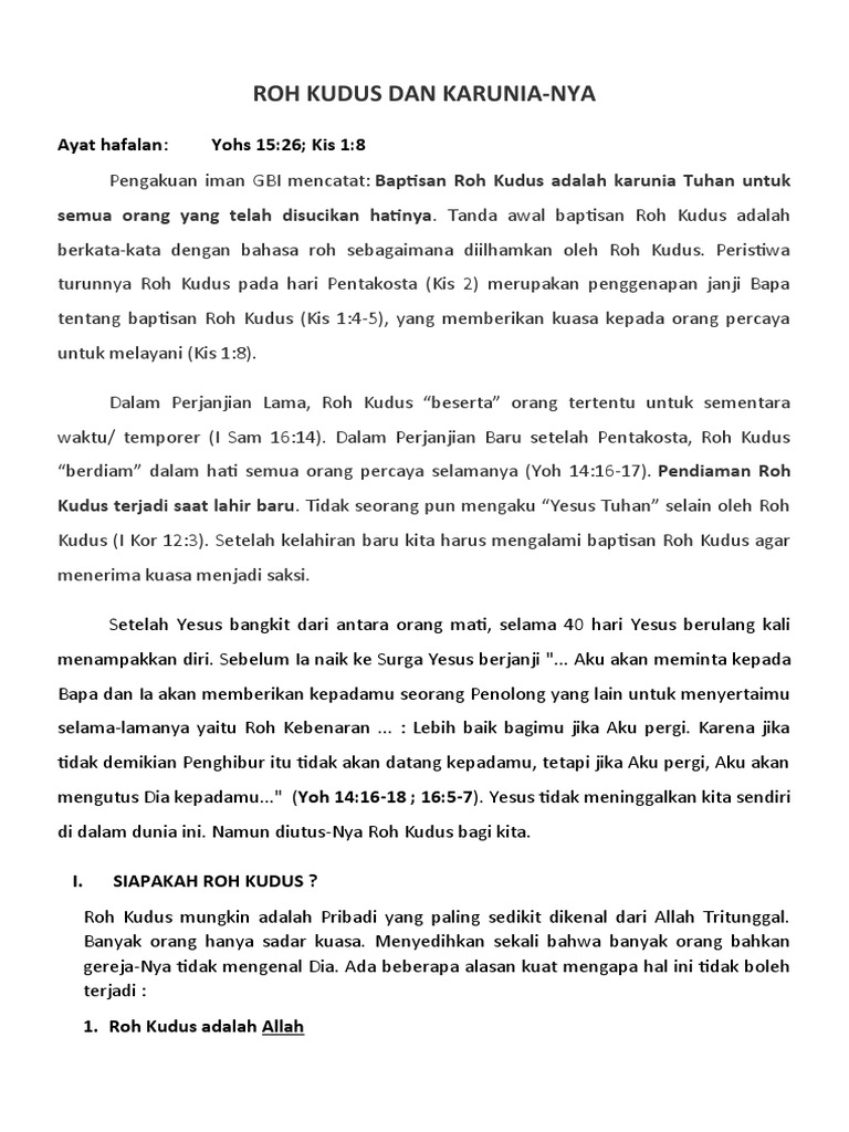 Karunia Roh Kudus dalam Alkitab | PDF